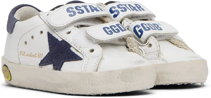 Golden Goose Baby White & Navy Old School Velcro Sneakers