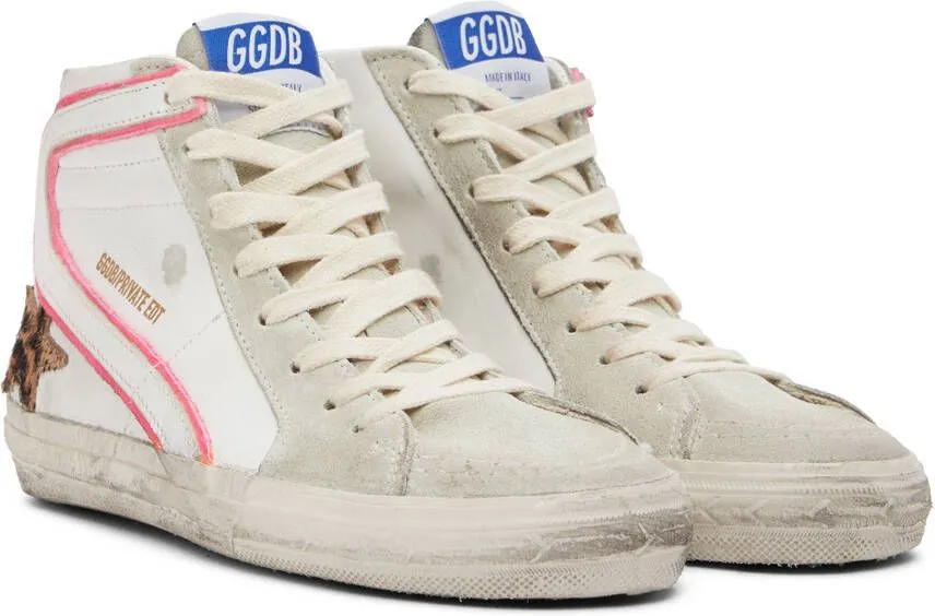 Golden Goose SSENSE Exclusive White & Gray Slide Sneakers