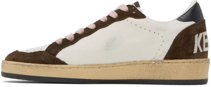 Golden Goose White & Brown Ball Star Sneakers