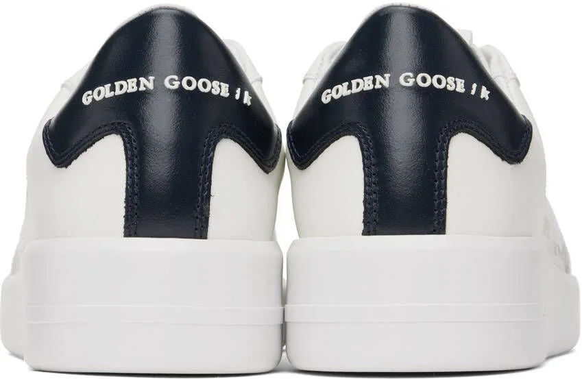 Golden Goose White & Navy Purestar Sneakers