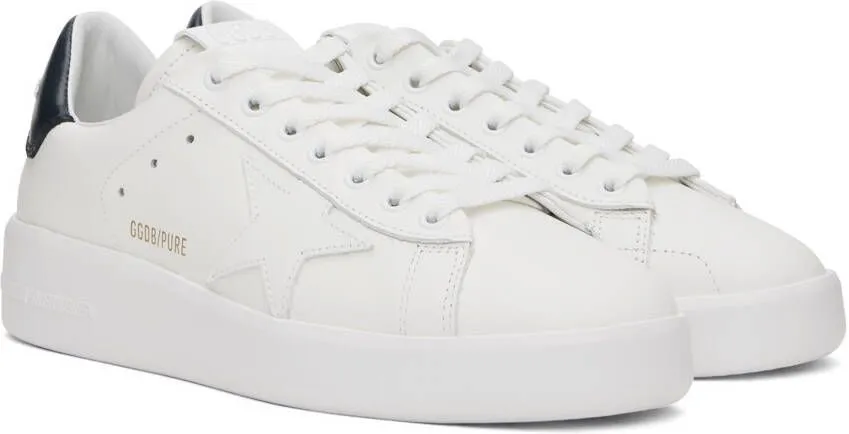 Golden Goose White & Navy Purestar Sneakers