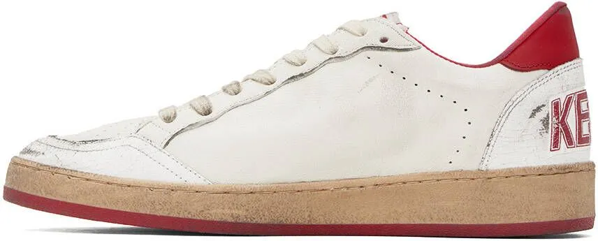 Golden Goose White & Red Ball Star Sneakers