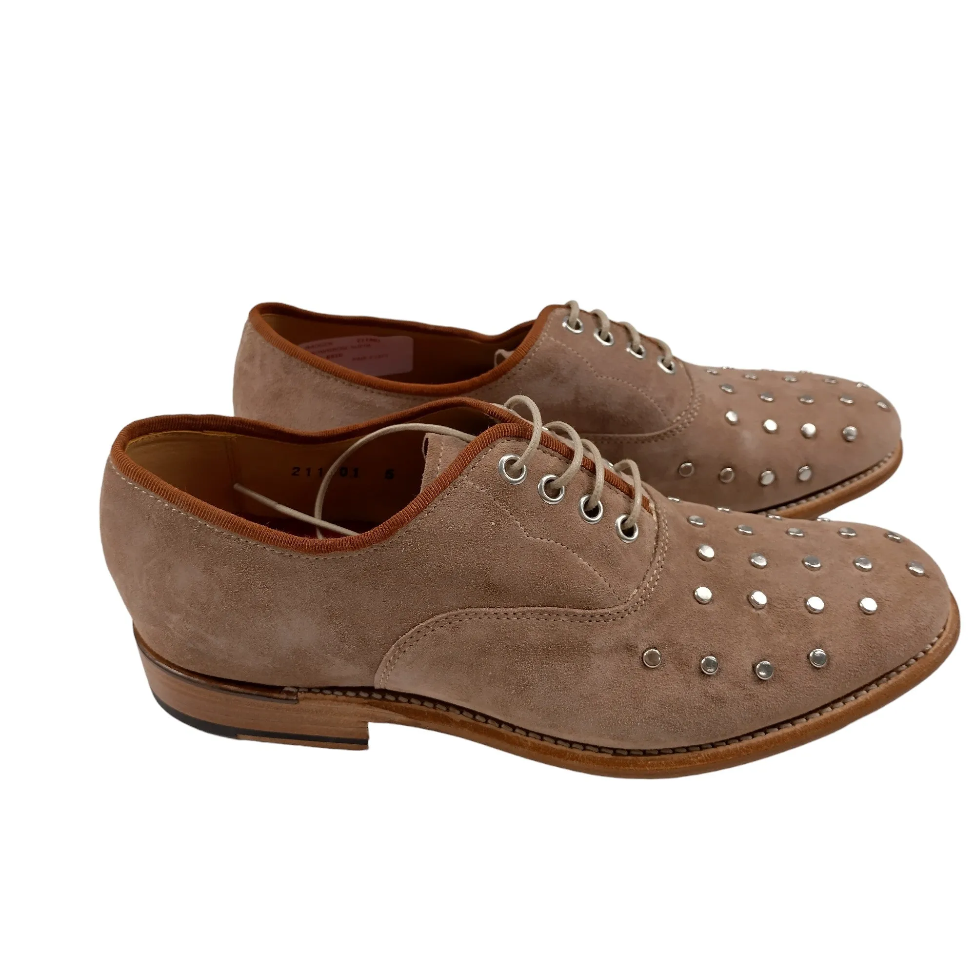 Grenson Brown Rose Suede Stud Shoes