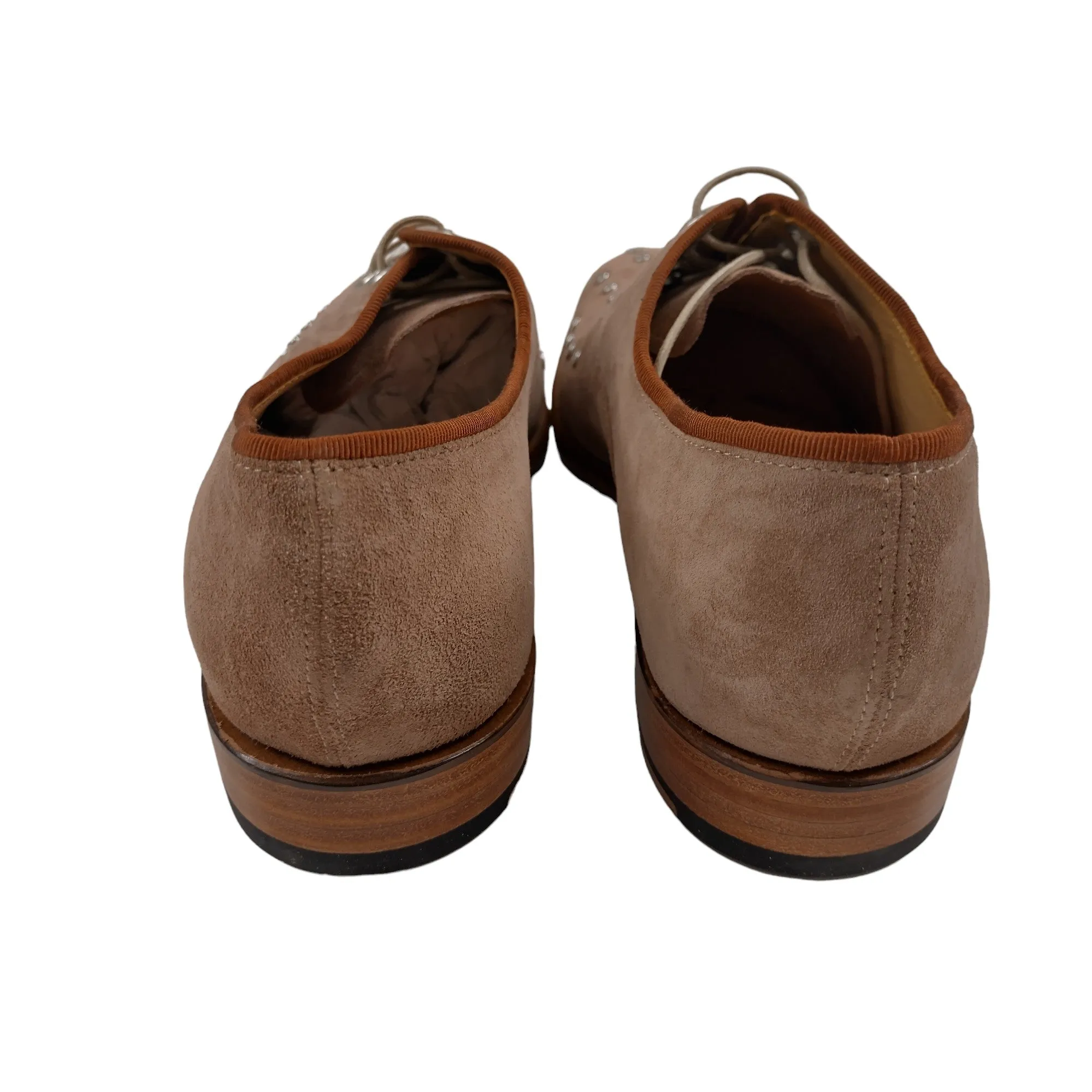 Grenson Brown Rose Suede Stud Shoes