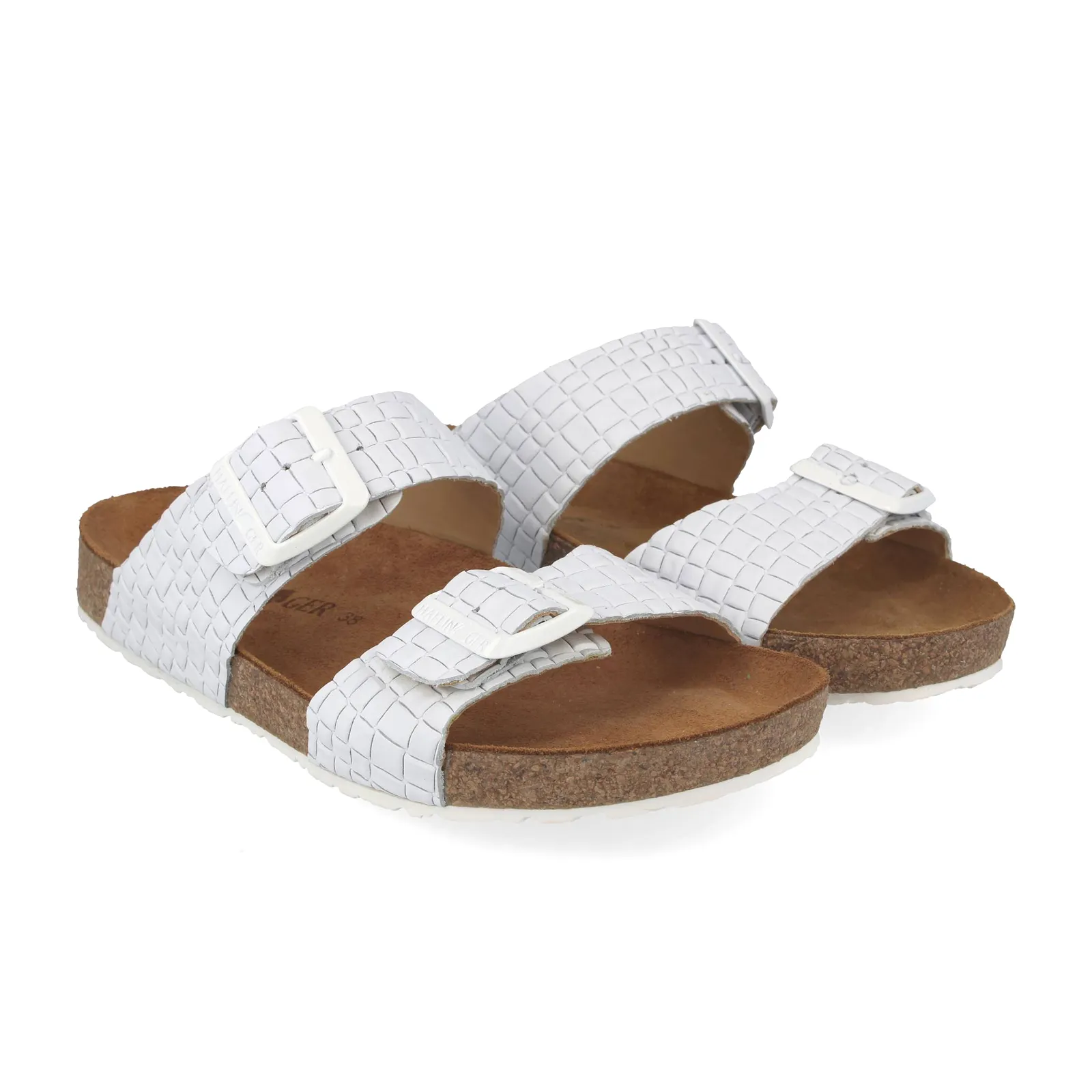 Haflinger Andrea Slide Sandal (Women) - Woven Blanco