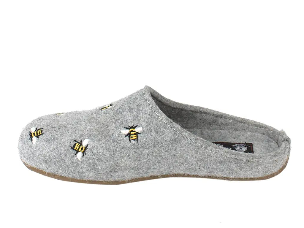 Haflinger Slippers Everest Bees Light Grey