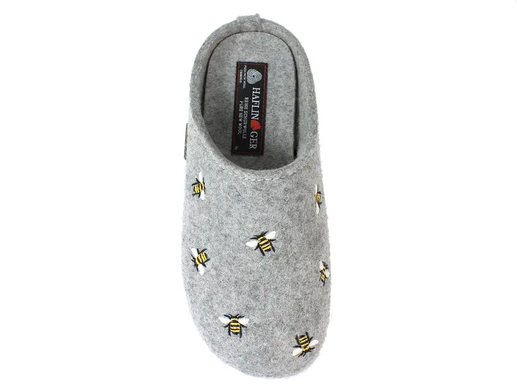 Haflinger Slippers Everest Bees Light Grey