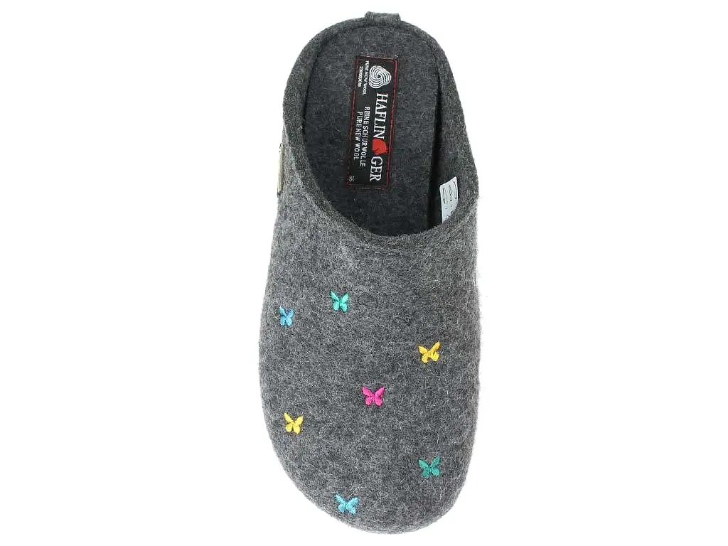 Haflinger Slippers Everest Butterflies Anthracite