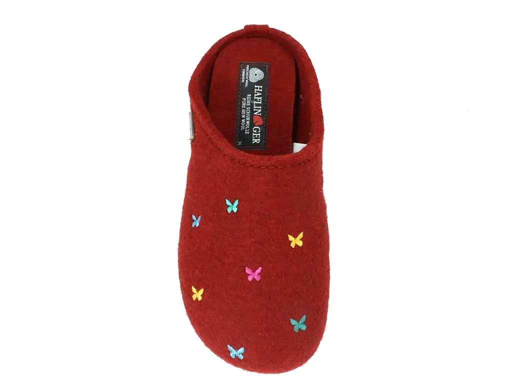 Haflinger Slippers Everest Butterflies Red