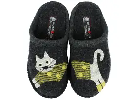 Haflinger Slippers Flair Cucho Cat Graphit