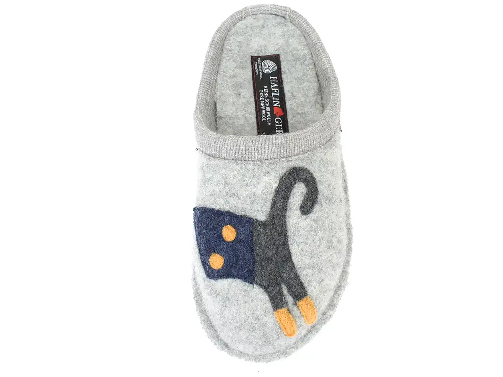 Haflinger Slippers Flair Cucho Cat Grey