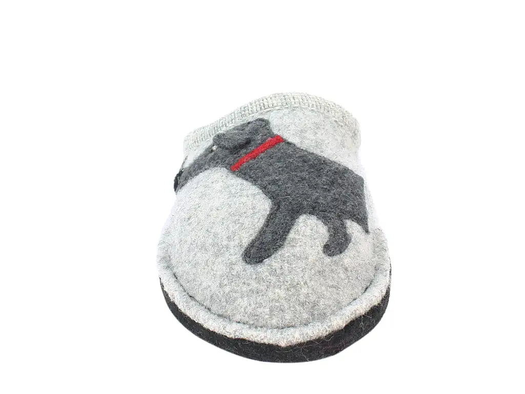 Haflinger Slippers Flair Dachs Dog Grey