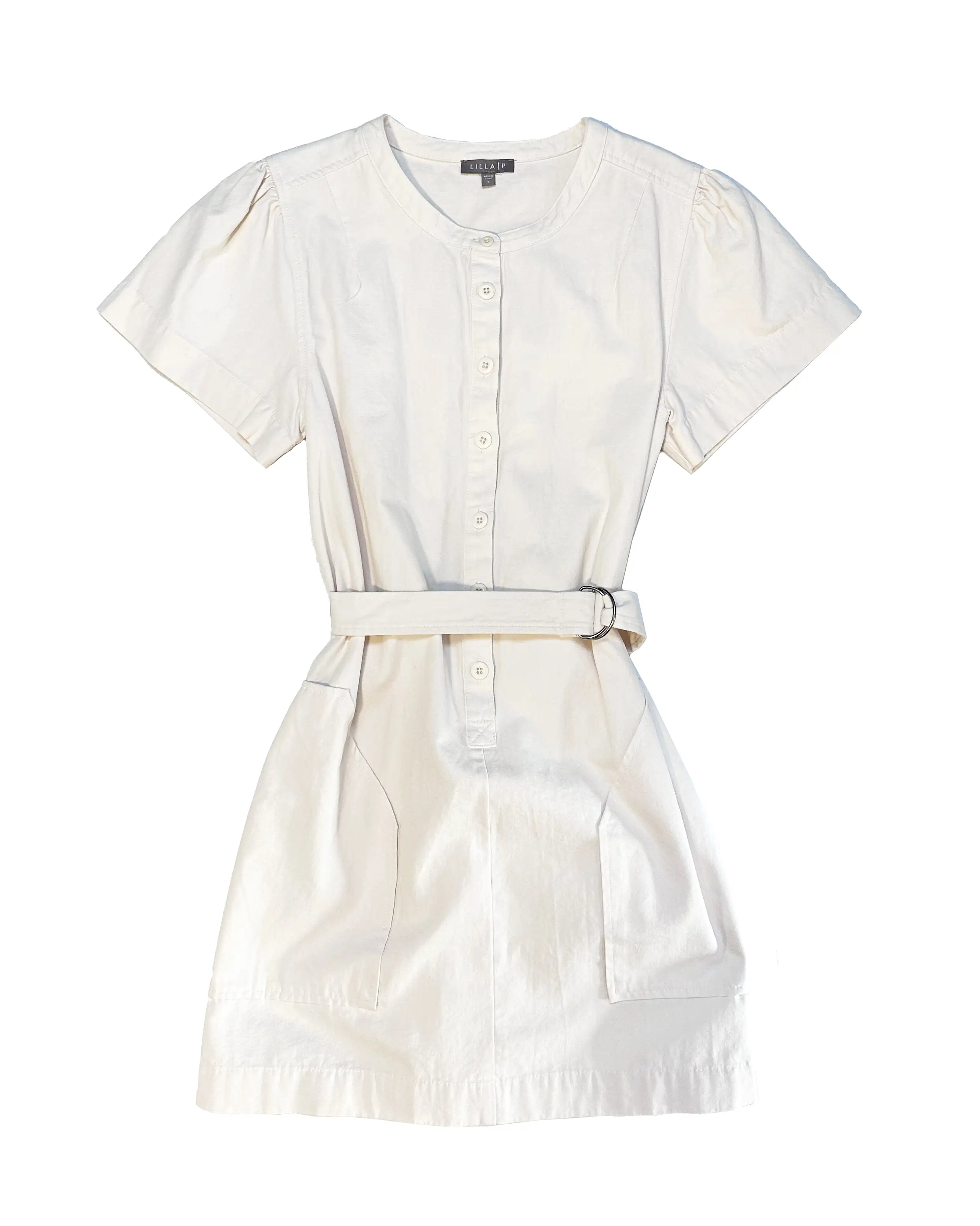 Half Placket Canvas Dress (Ecru)