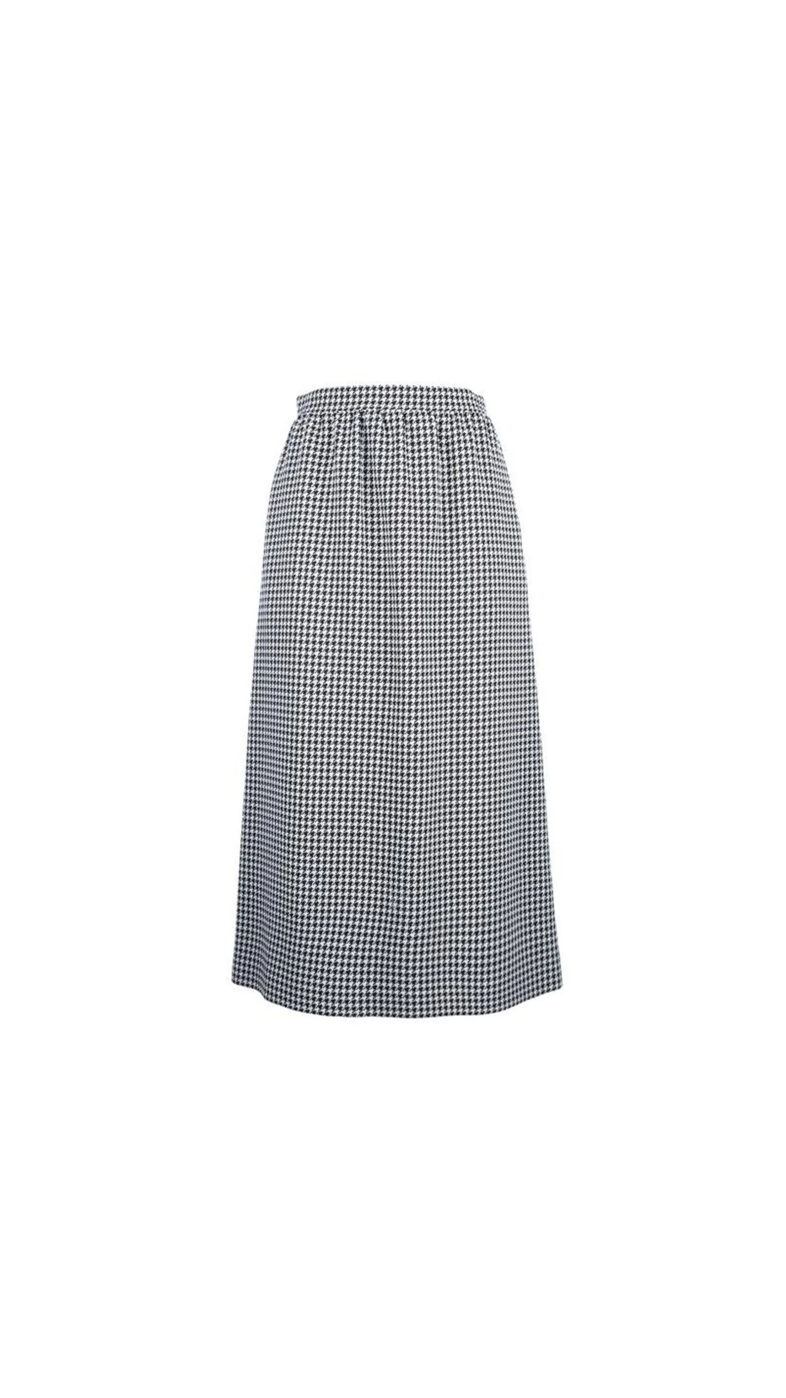 Houndstooth Mid-Length Skirt - Black/White