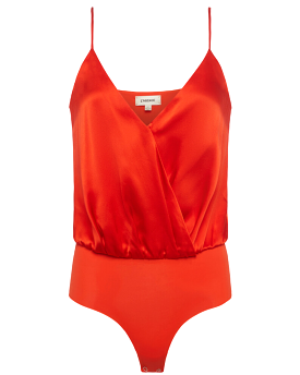 Jaxon Draped Bodysuit (Fire Red)