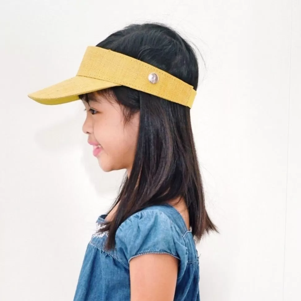 Kids Raffia Visor + Face Shield ( Yellow)