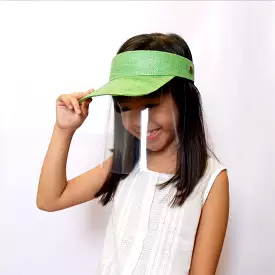 Kids Raffia Visor + Face Shield (Green)