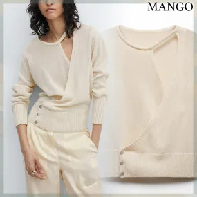 MANGO  |Casual Style Elegant Style V-neck & Crew neck