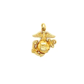 Marine Corps Emblem Charm with Eagle and Globe and Anchor in 14K Yellow Gold