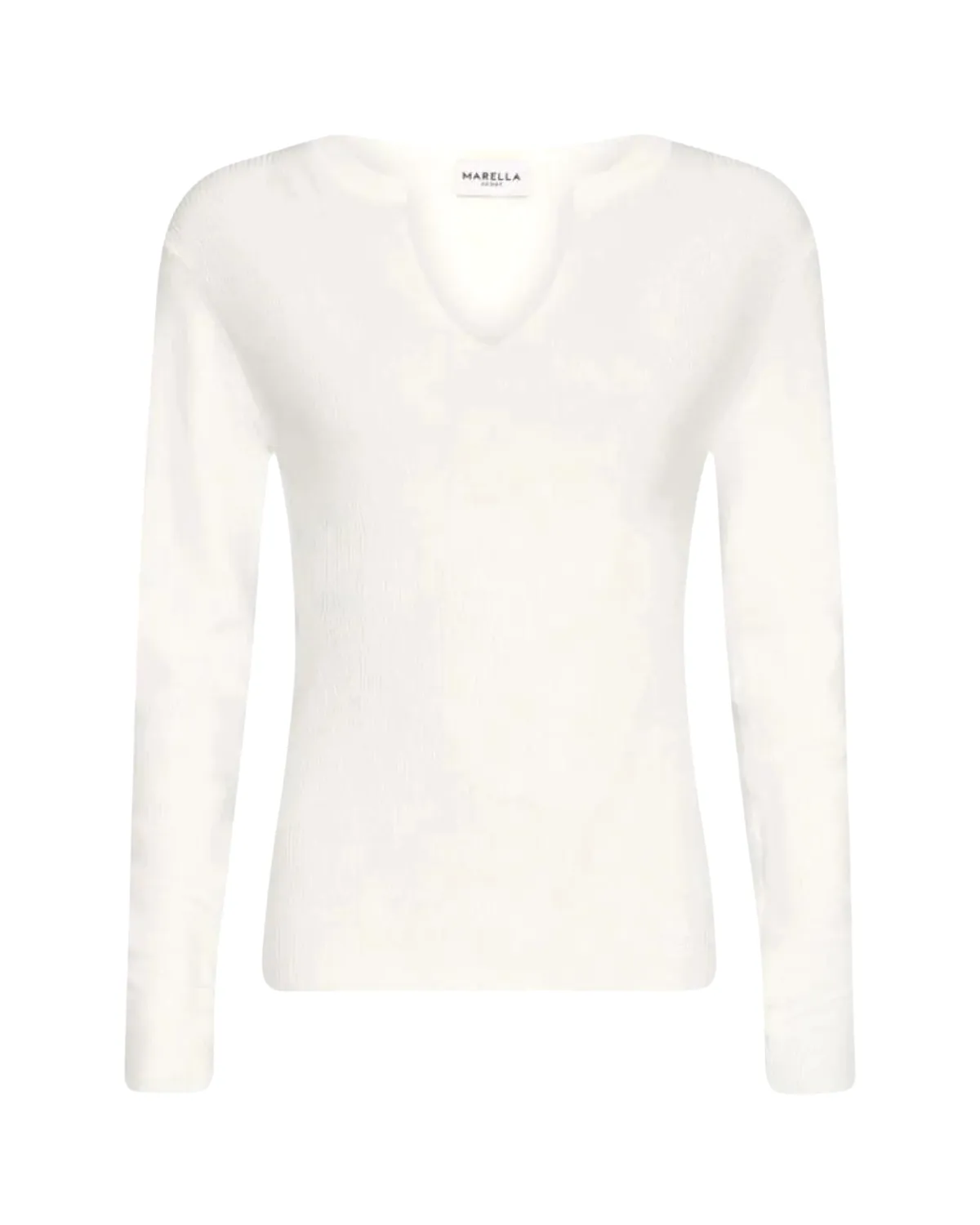 Marzo LS Knit V-Neck (White)