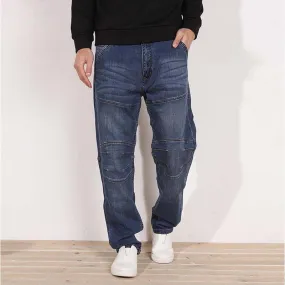 Men's Casual Mid Waist Solid Pattern Full-Length Loose Trousers