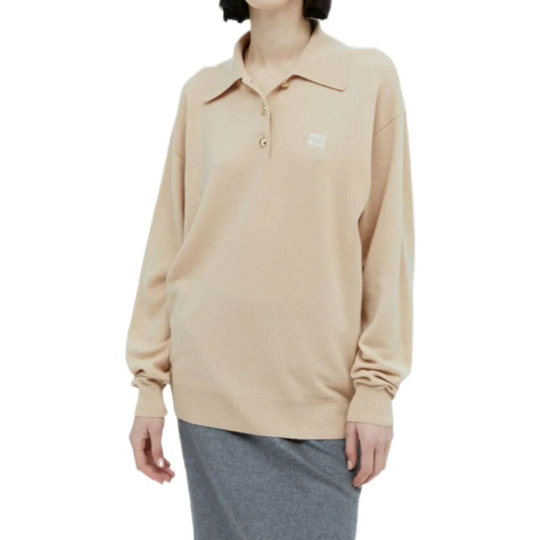 MiuMiu  |Casual Style Elegant Style Logo V-neck & Crew neck