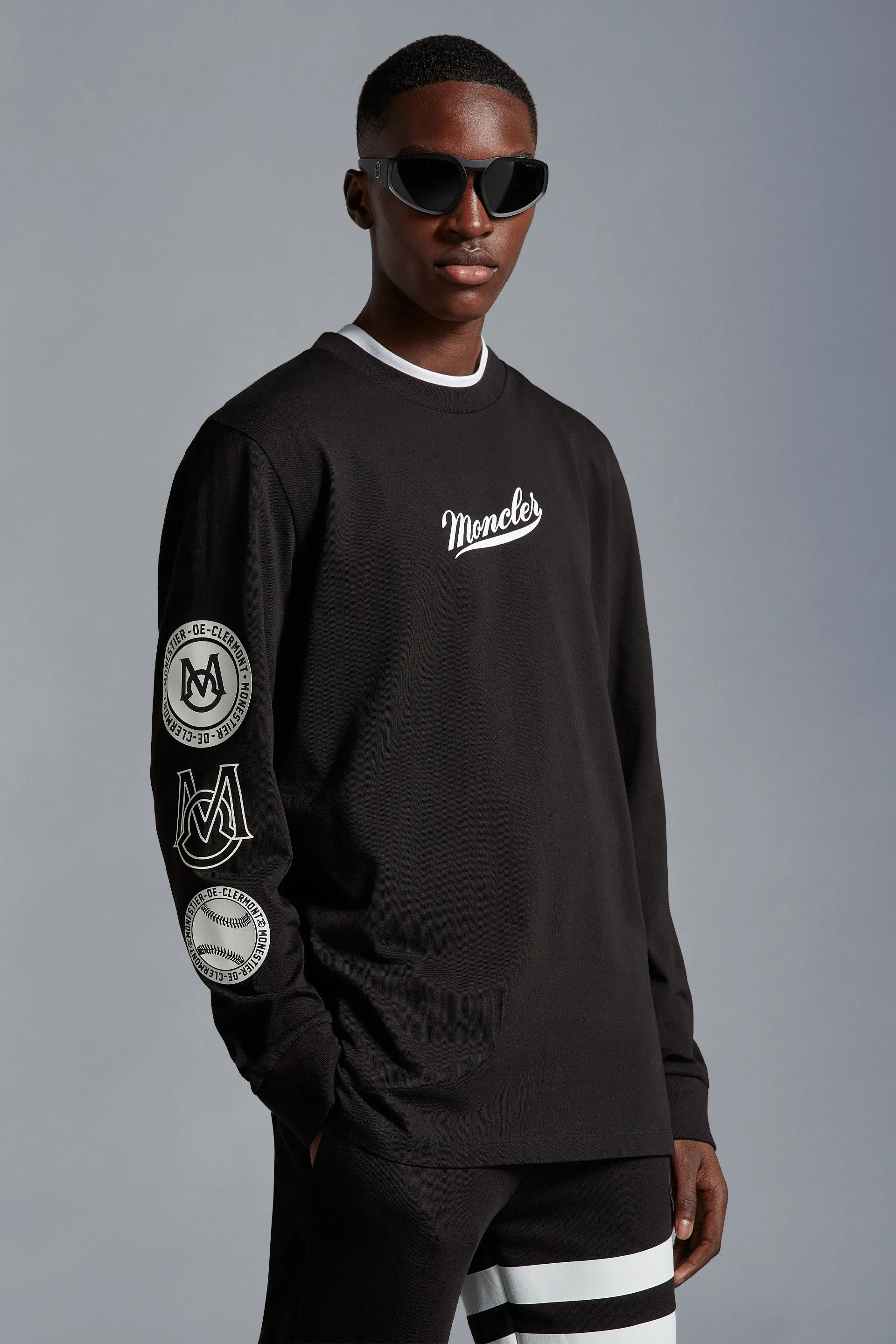 MONCLER  |Crew Neck Street Style Long Sleeves Cotton Logo