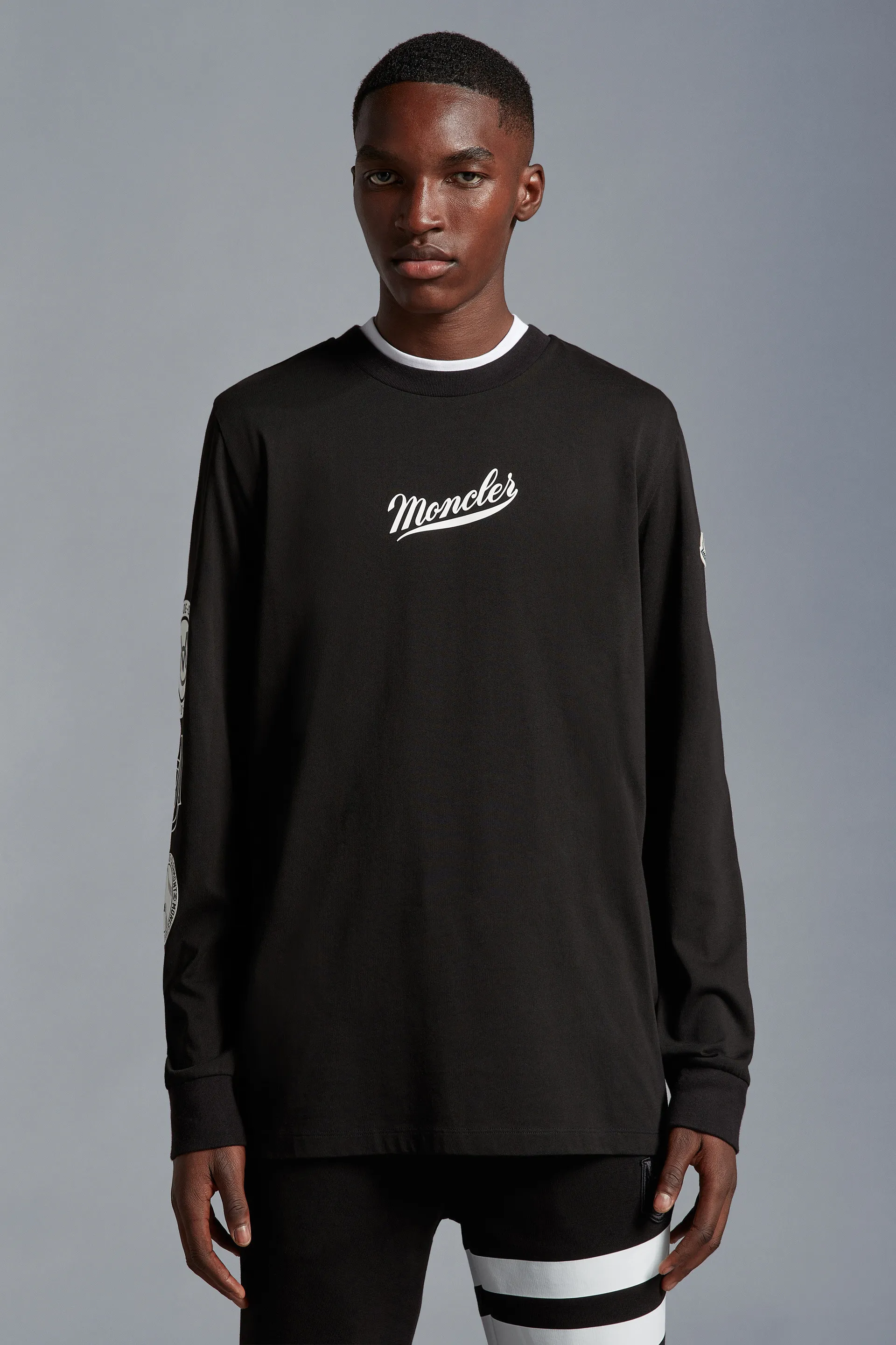 MONCLER  |Crew Neck Street Style Long Sleeves Cotton Logo