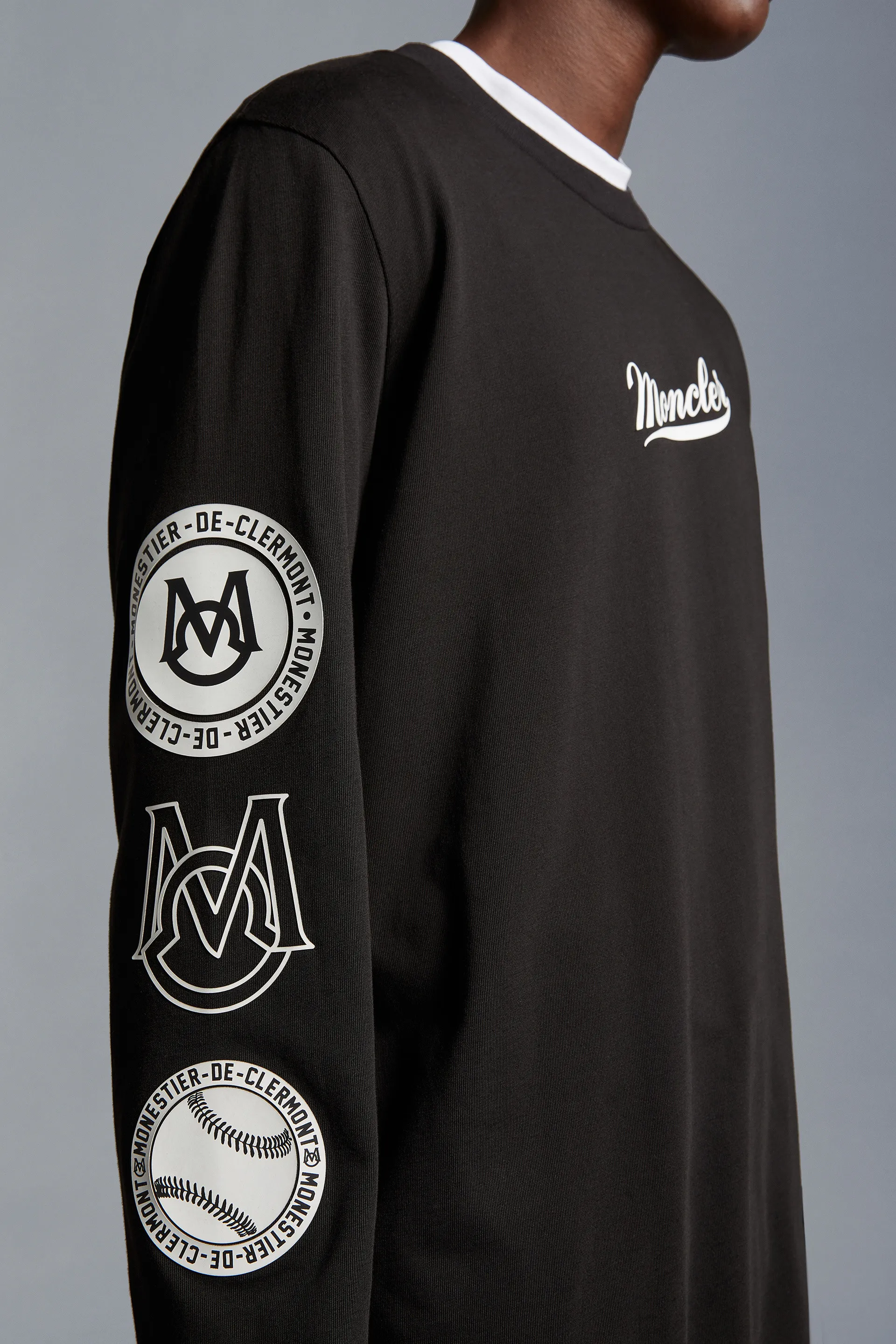 MONCLER  |Crew Neck Street Style Long Sleeves Cotton Logo