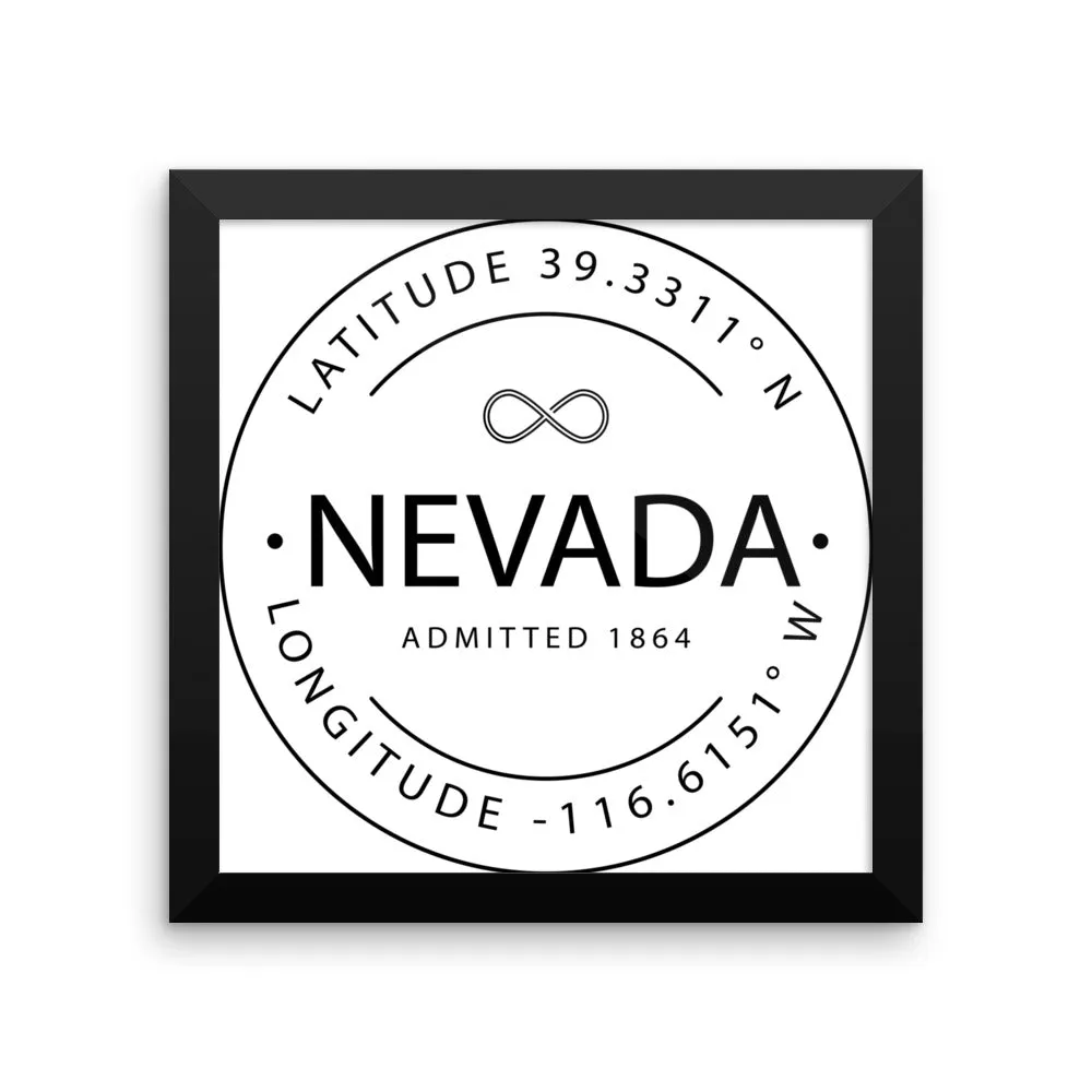 Nevada - Framed Print - Latitude & Longitude