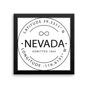 Nevada - Framed Print - Latitude & Longitude