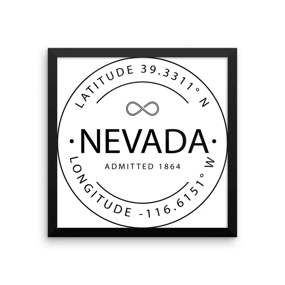 Nevada - Framed Print - Latitude & Longitude