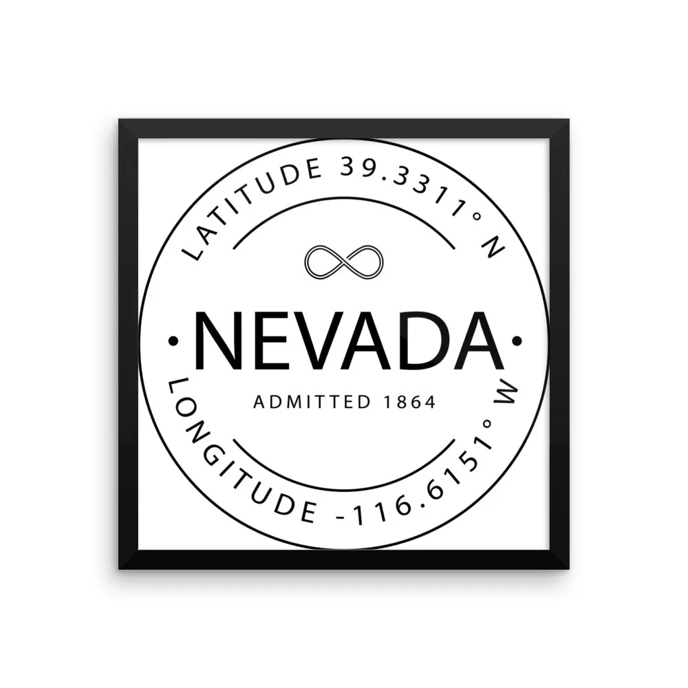 Nevada - Framed Print - Latitude & Longitude