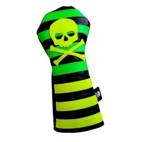 One-Of-A-Kind! Neon Skull & Bones Rugby Stripes Driver Headcover