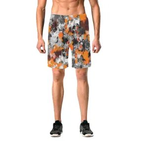 Orange and Grey Paint Splatter Casual Shorts