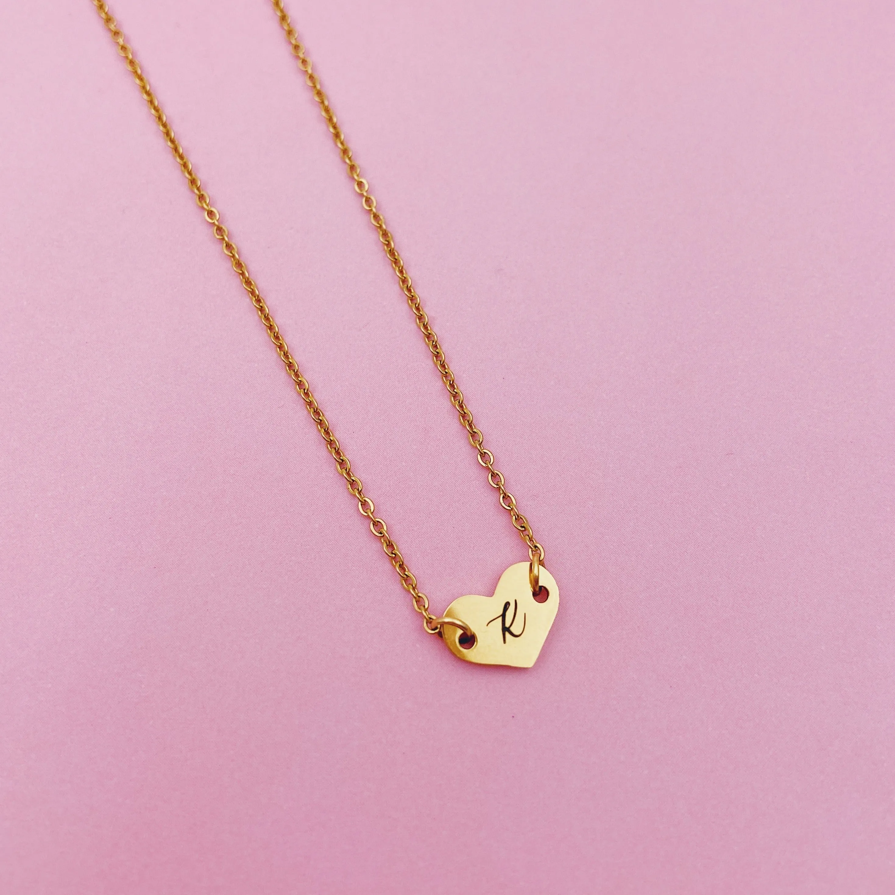 PRE-ORDER Lazer Engraved Heart Initial Necklace