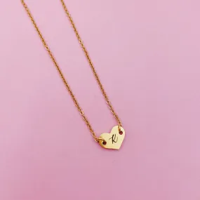 PRE-ORDER Lazer Engraved Heart Initial Necklace