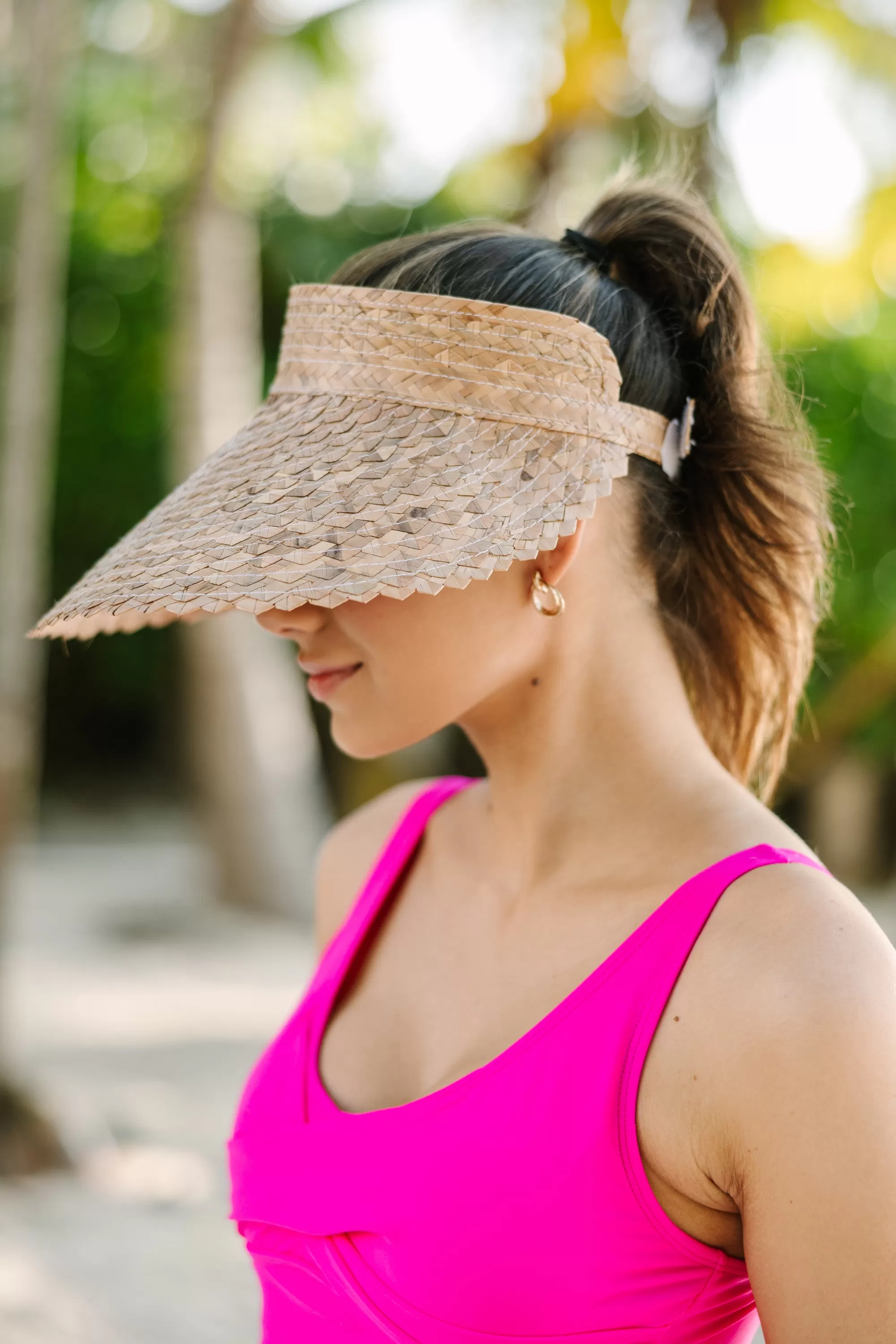 Private Cabana Tan Straw Visor Hat