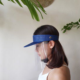 Raffia Visor + Face Shield (Blue)