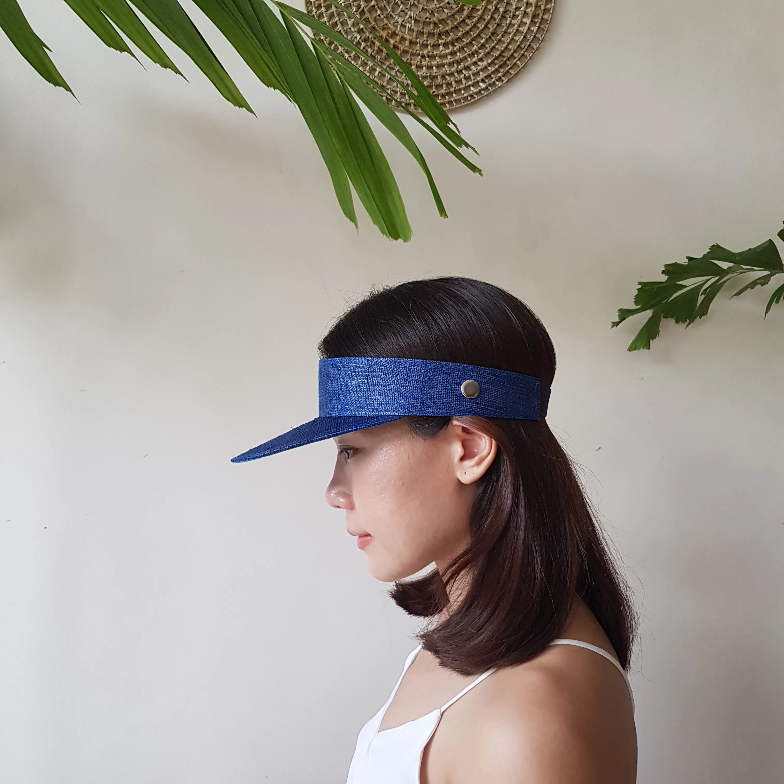 Raffia Visor + Face Shield (Blue)