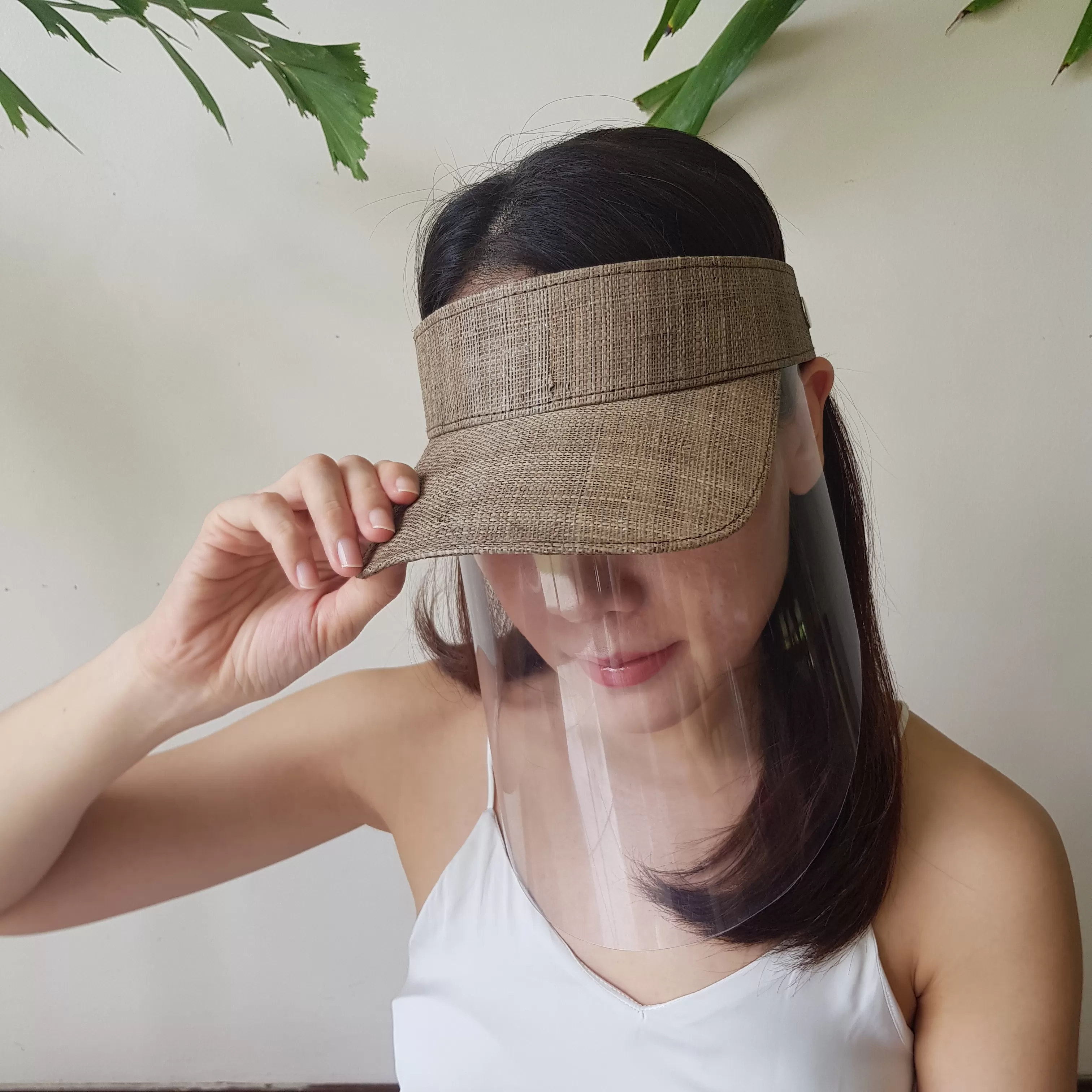 Raffia Visor + Face Shield (Brown)