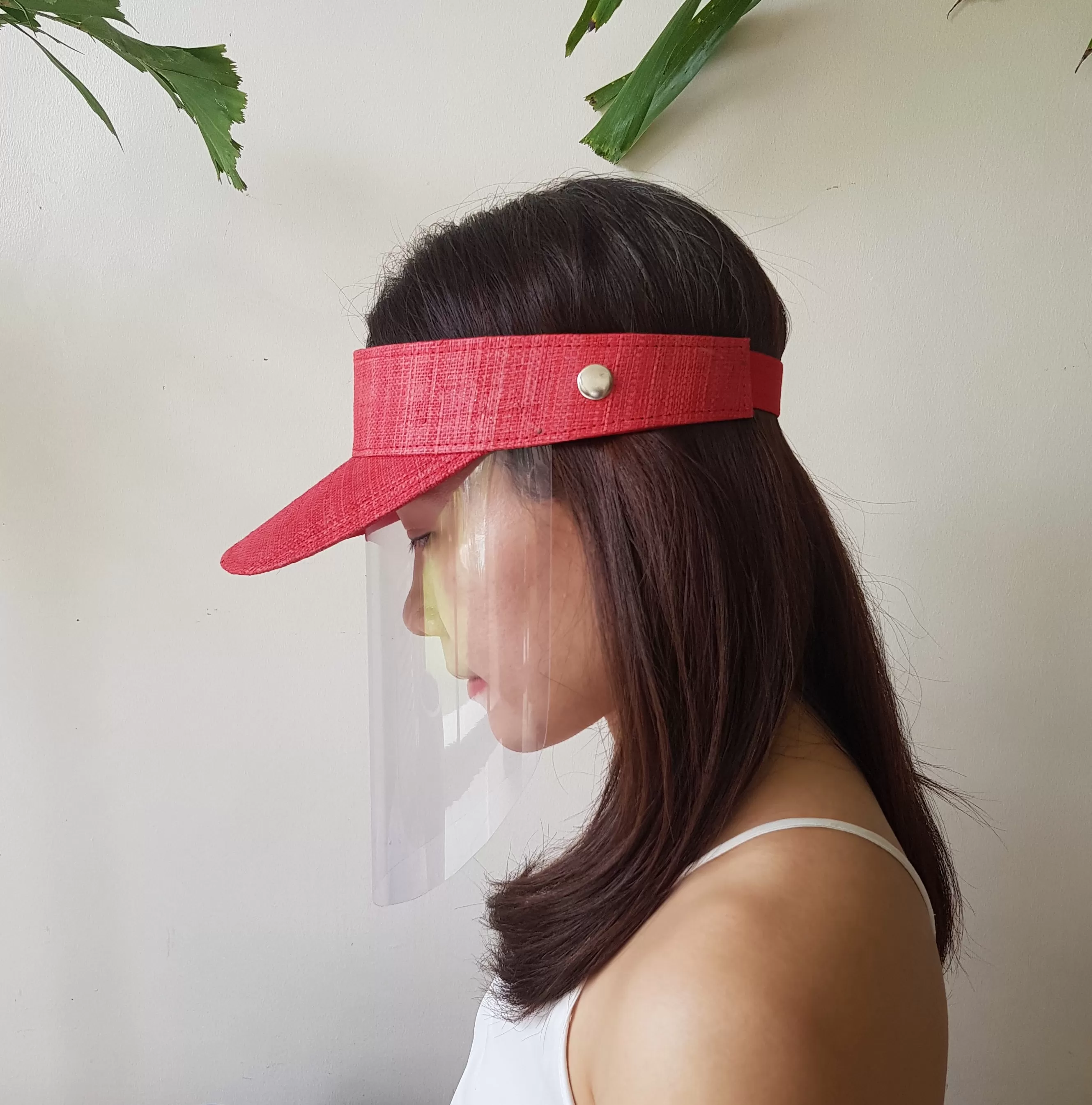 Raffia Visor + Face Shield (Red)