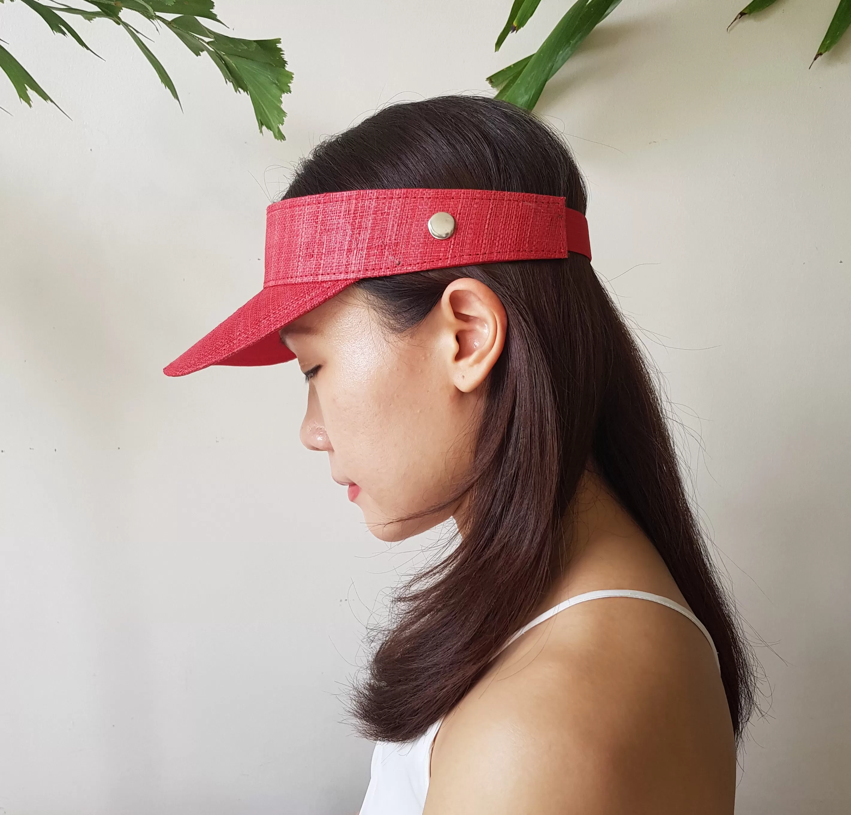 Raffia Visor + Face Shield (Red)