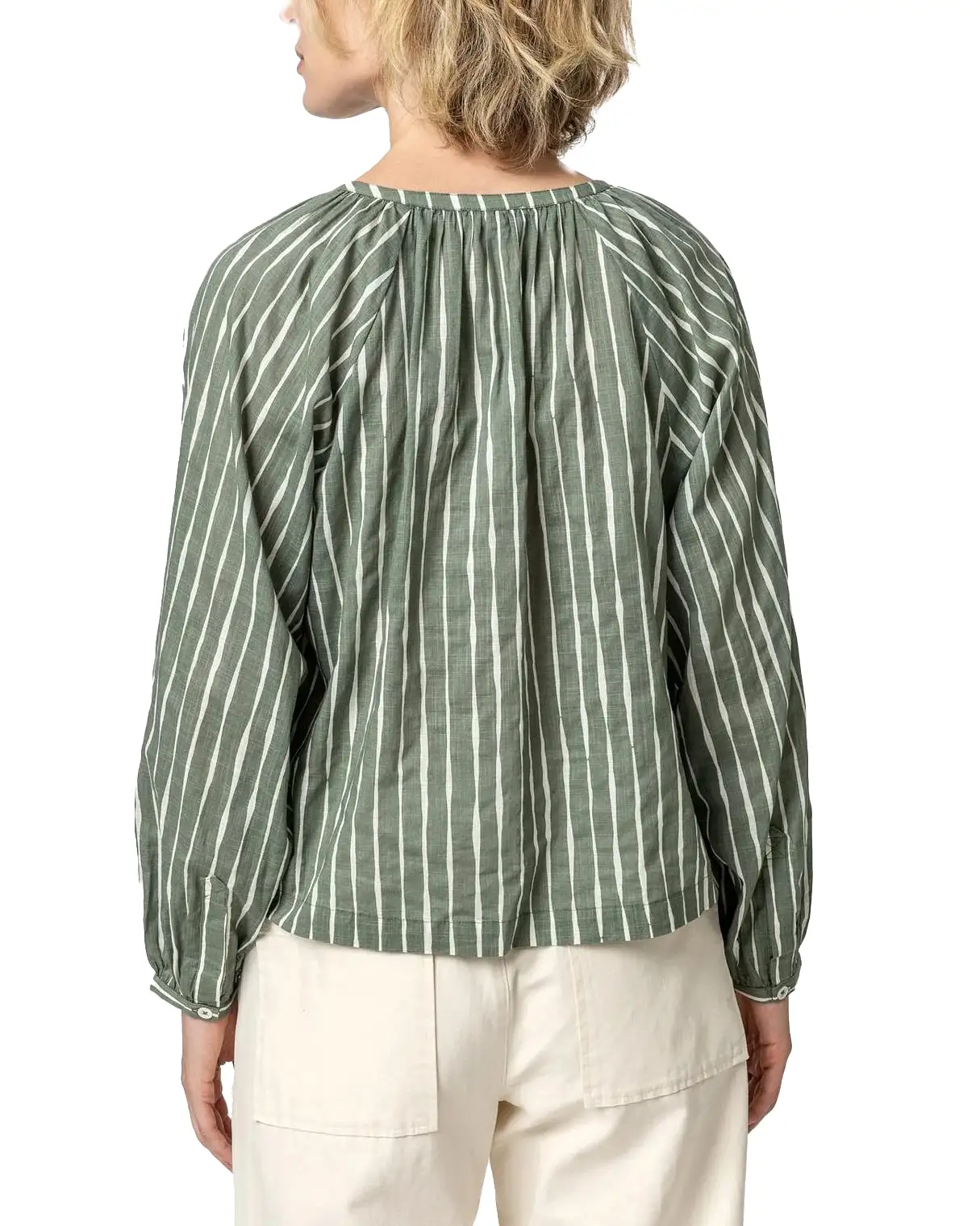 Raglan Button Down with Shirring (Artichoke/Rope)