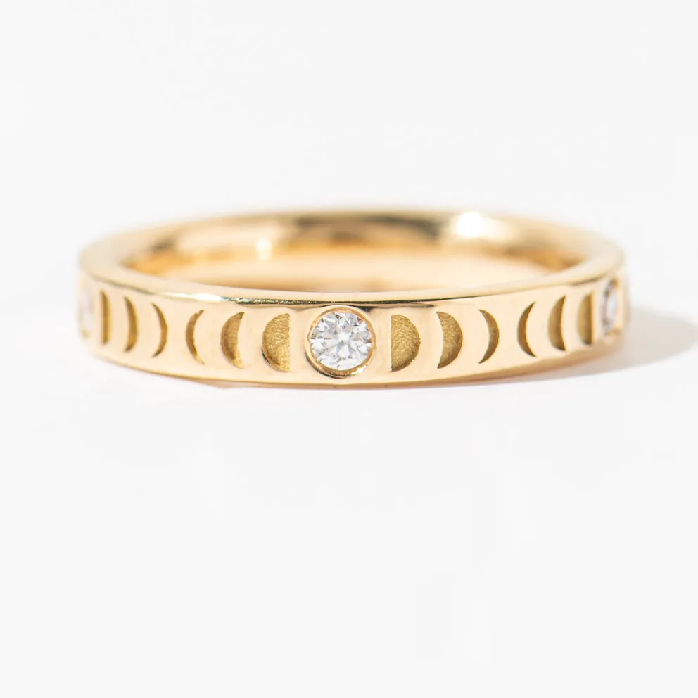 Ready to Ship - Moon Wedding Ring - Thick (size US 4.5,6.25)