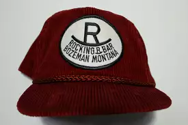 Rocking R Bar Bozeman Montana Vintage Corduroy 80s Adjustable Back Snapback Hat