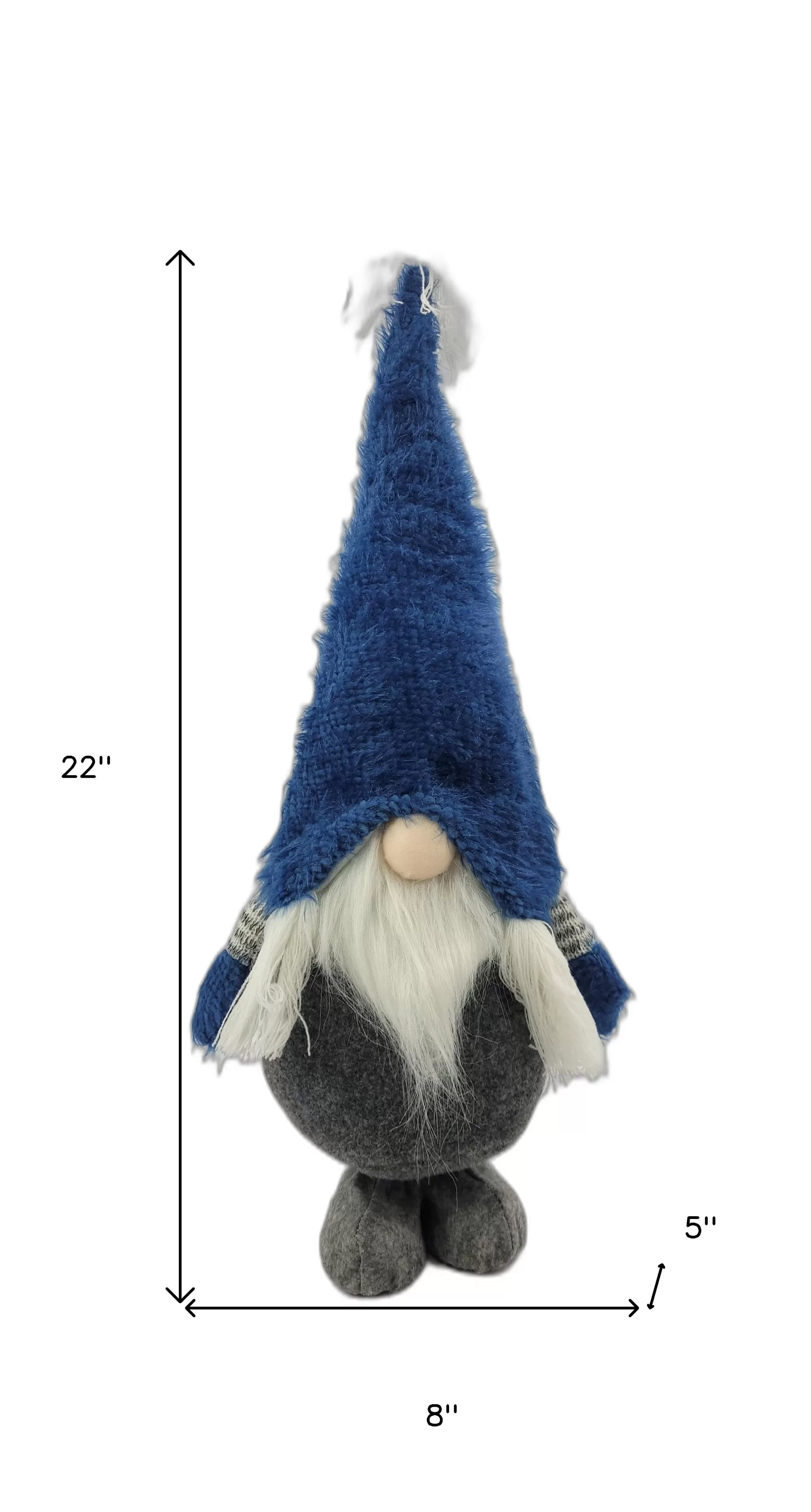 Royal Blue Fuzzy Hat Standing Gnome