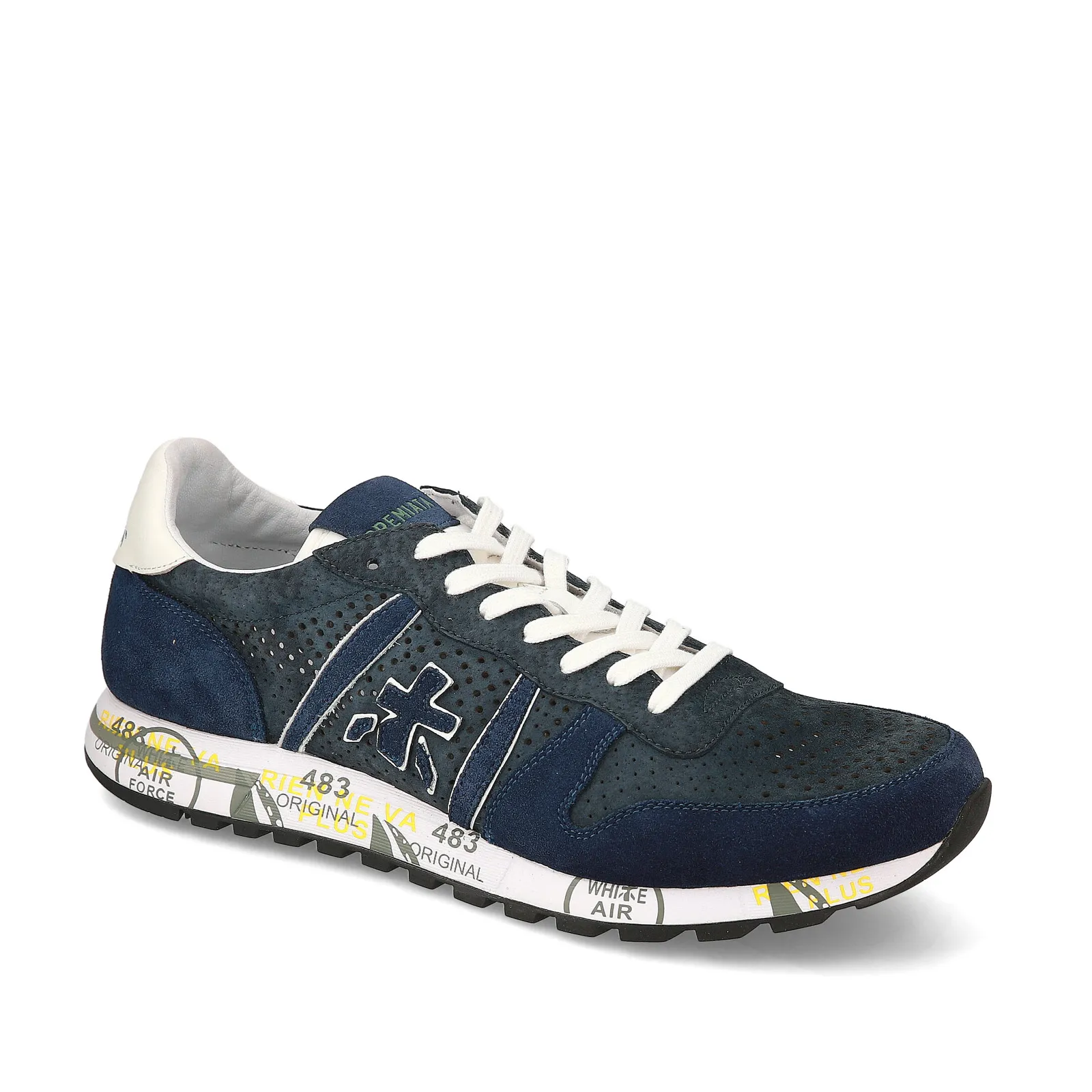 Sneakers Eric in suede blu traforato