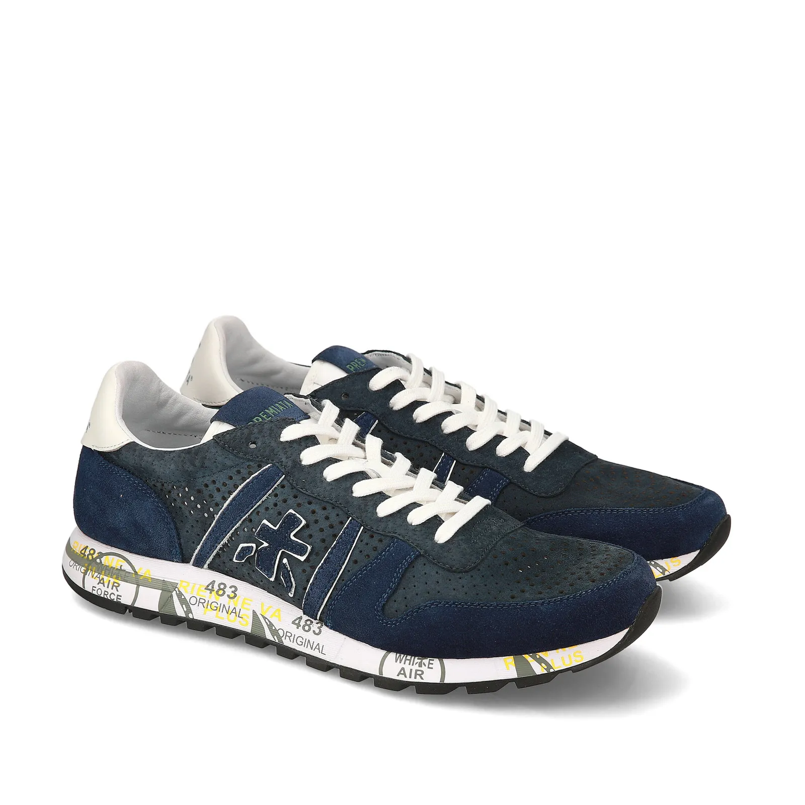 Sneakers Eric in suede blu traforato