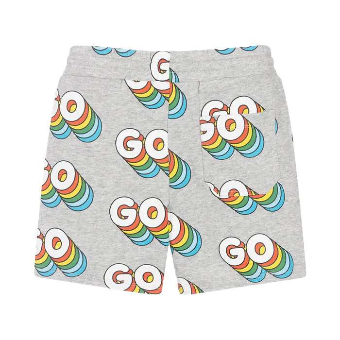 Stella McCartney Child Fleece Shorts Grey with Go Print